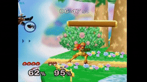 Grapple Stall - Melee Samus Tech Explanations Zair Tether Stall Samus SSBM Melee Grapple Stall Grapple Goomy Smash Gaming Edgeguarding GIF