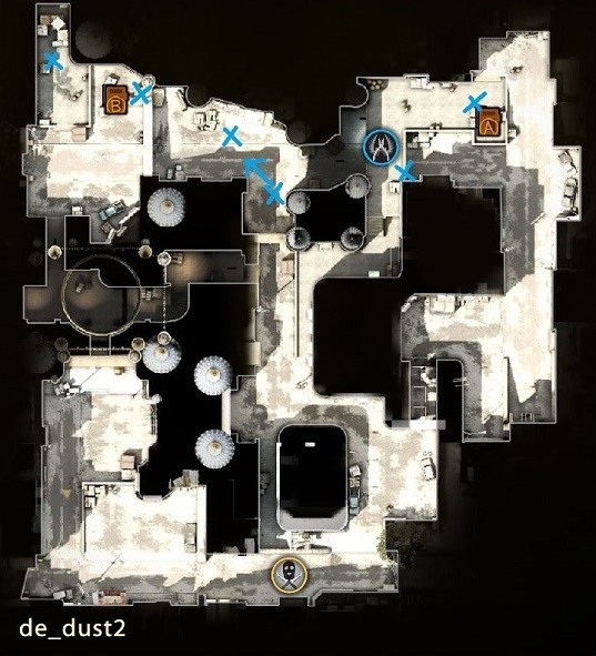 How to execute standard counter-terrorist setups on de_dust2