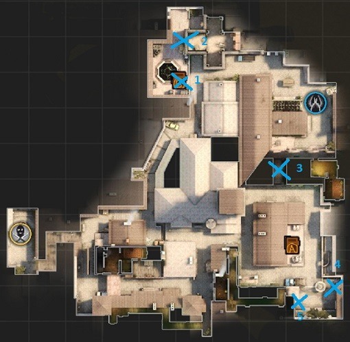 Standard setups for the Counter-Terrorist side of de_inferno