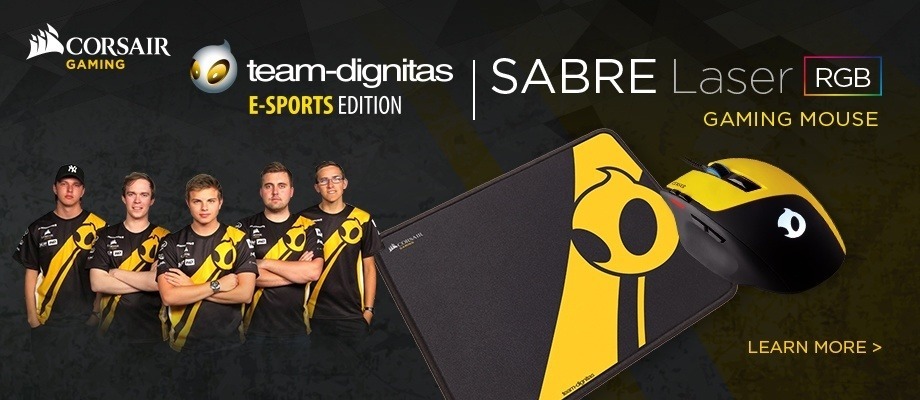 Presenting The Corsair Sabre gaming mouse and MM300 Mat - Team Dignitas Editions!