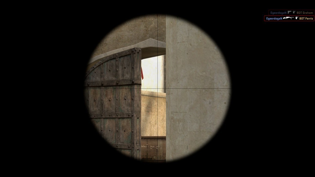This angle from mid on Dust II is great for an SSG.
