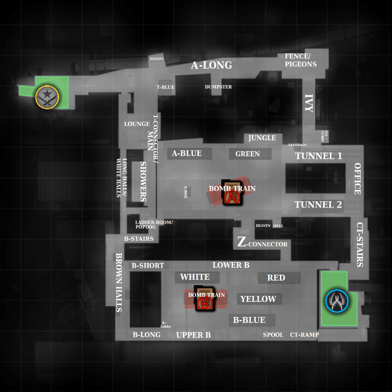 Default Strategies on T-Side: Ninjas in Pyjamas on de_train