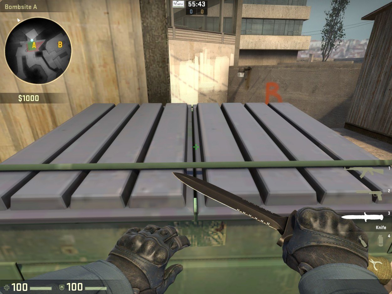 Smoking Bombsite B from A-Site on Overpass (64 and 128 Tick)