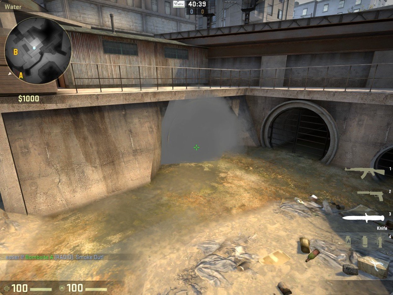 Smoking Bombsite B from A-Site on Overpass (64 and 128 Tick)