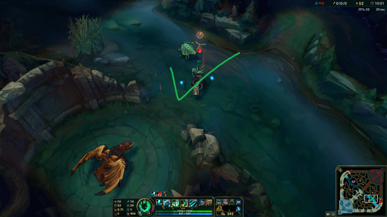 My trinket shows that the area is clear of any wards. My team is free to gank through this path.