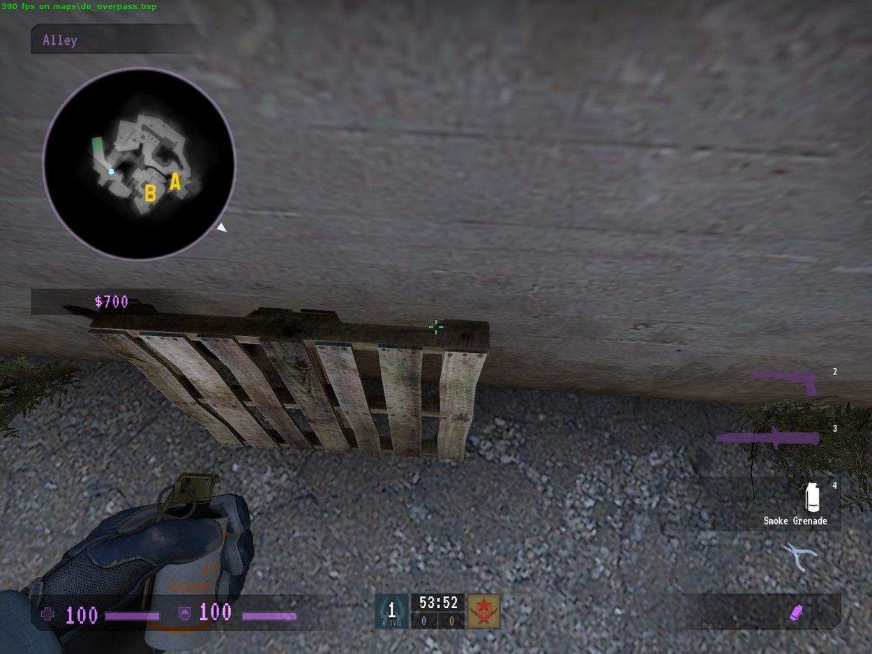 I Can't See: Places to Smoke on de_overpass