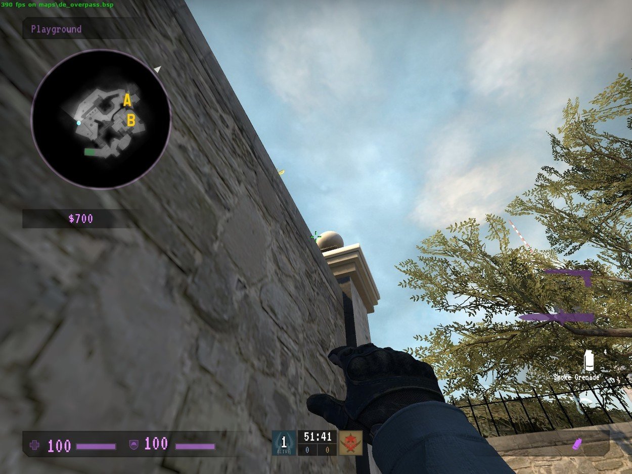 I Can't See: Places to Smoke on de_overpass