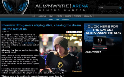Alienware Arena interview Zaccubus