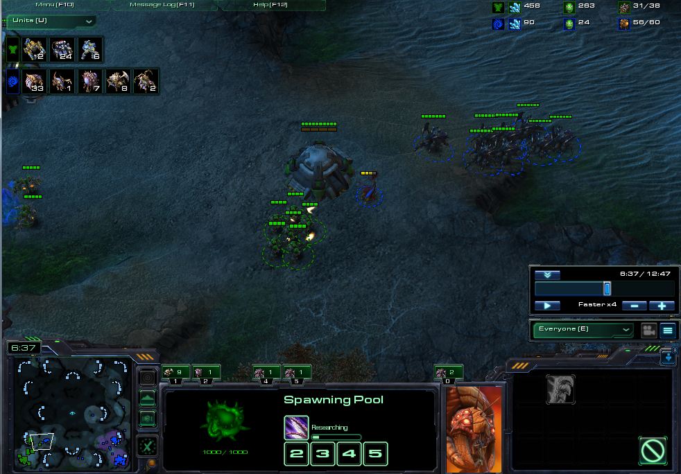 Timing for roaches to attack opponent's natural
