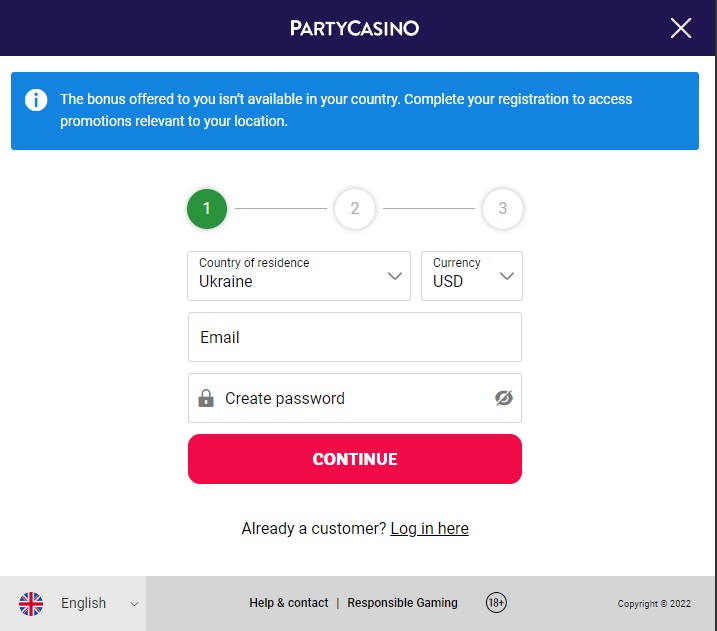 party casino registration