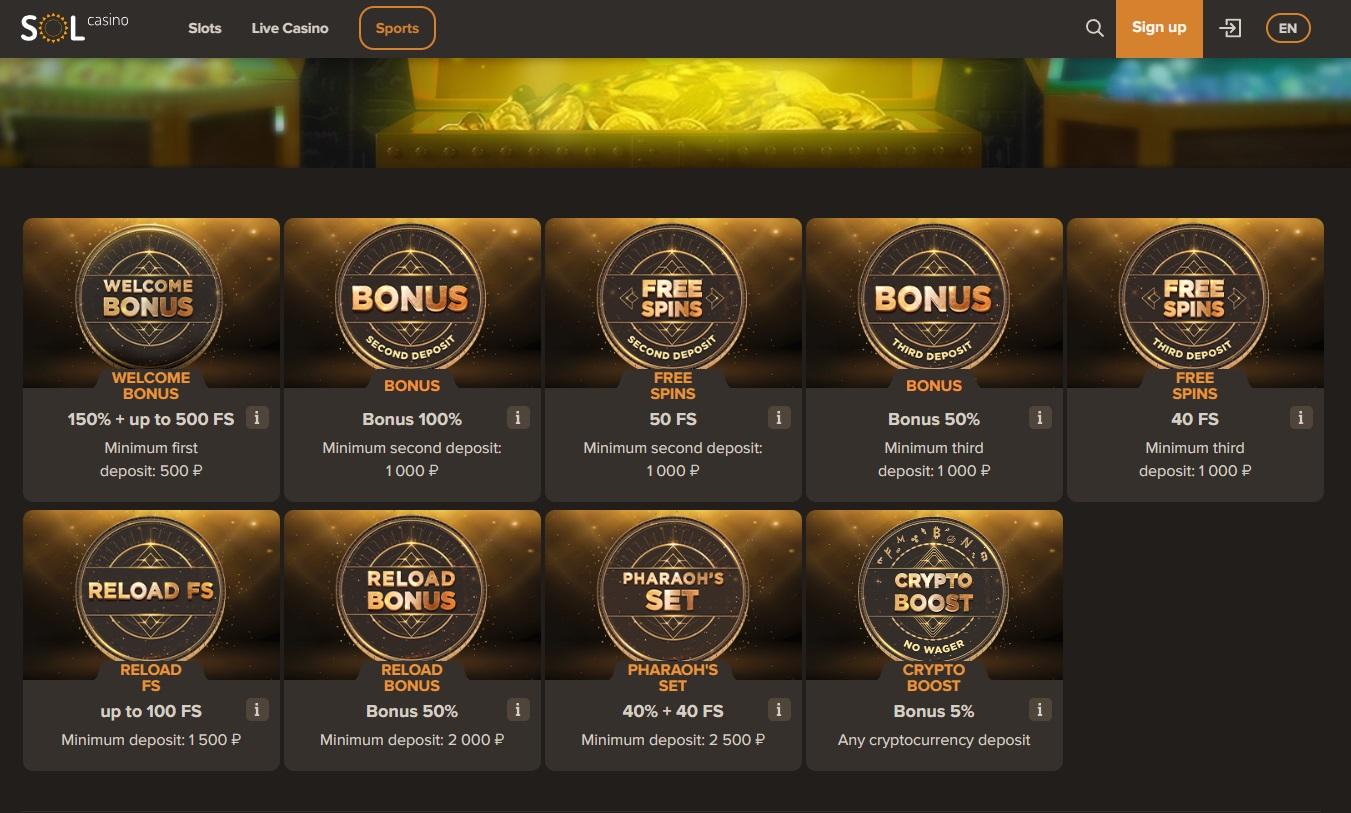 bonus kasino sol